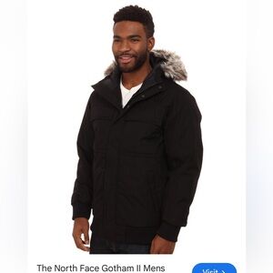 The North Face Gotham Men’s black Puffer Parka with Faux-Fur Trim size M